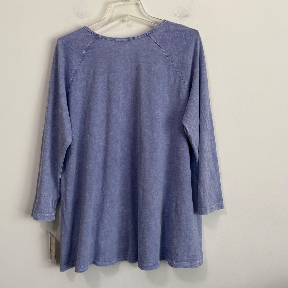Jess & Jane Whiskers Cat Graphic Tunic Top M Blue Mineral Wash M12-2228 NEW FLAW - Picture 10 of 11